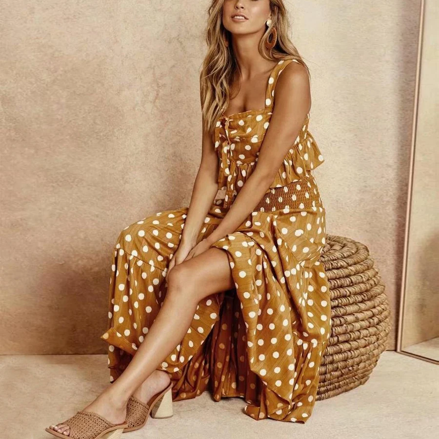 

Dress Women Rayon Summer Dress V-neck Split Waist Elastic Sleeveless Women Tops and Bottom Boho Set 2019 Slim Maix Dresses Beach