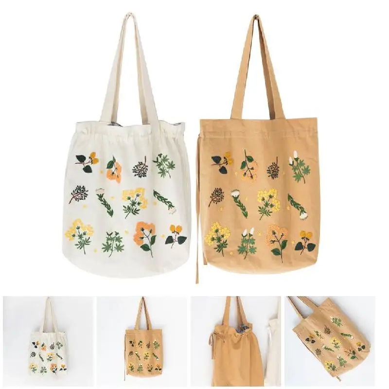 

DIY Embroidery Starter Kit Embroidery Canvas Bag Pre Printed Plant Pattern Threads Handmade Gifts 2018ing