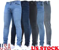Обтягивающие мужские джинсы's рваные байкерские джинсы для женщин брюки с рваными краями и потертостями проблемных Slim Fit джинсовые штаны