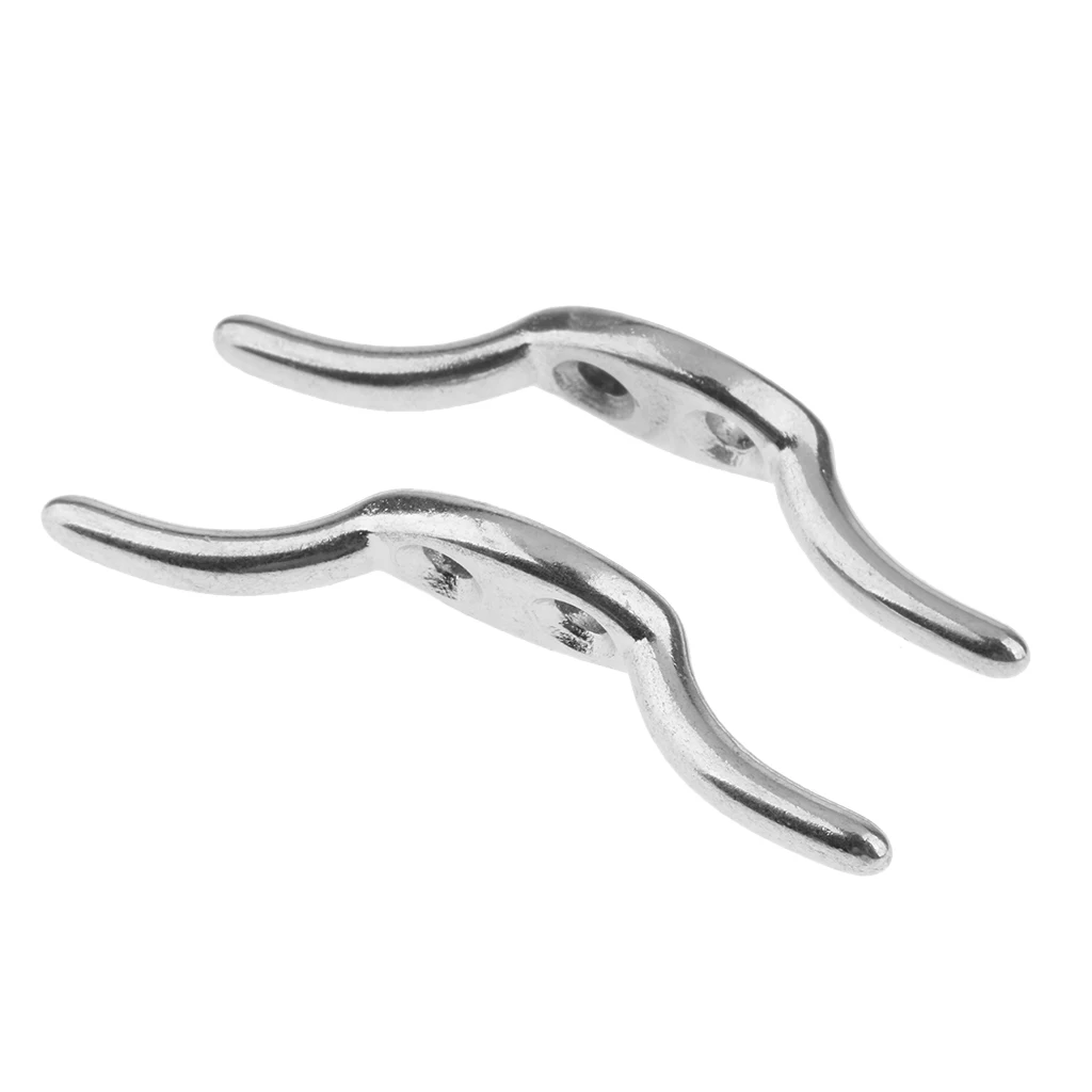 2Pcs Rope Cleat Stainless Steel Cleat Deck Mooring Marine Line Flag Anchor for Sailing Motor Boating Applications Anti-rust 67mm