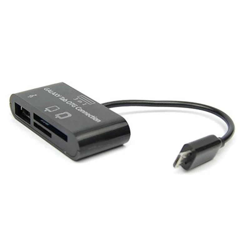 

Black 3 in 1 USB Connection Kit HUB SD MMC TF Card Reader Adapter For OTG Mobile Phone