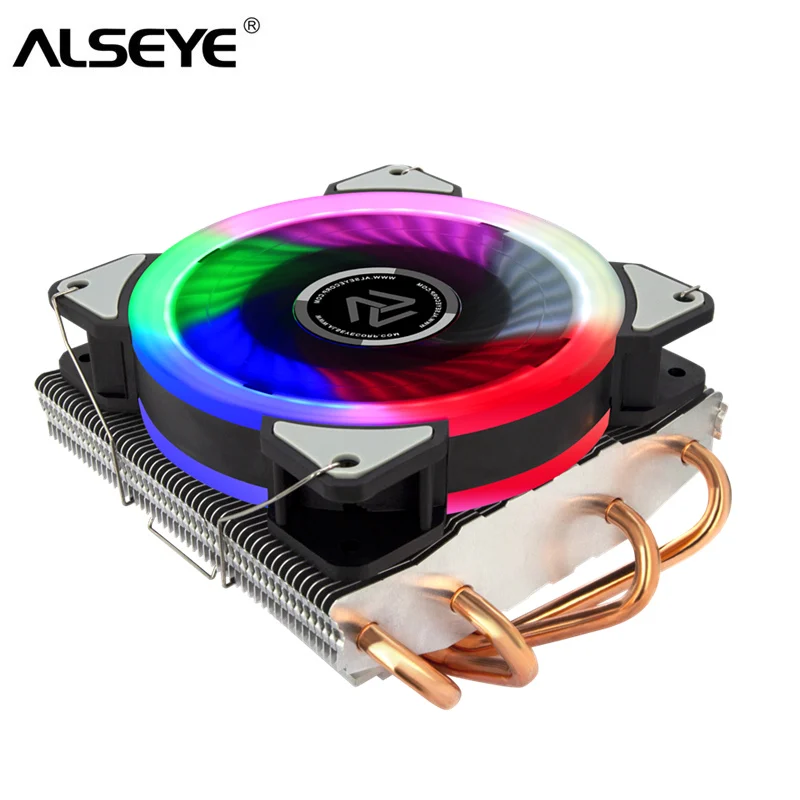 ALSEYE وحدة المعالجة المركزية برودة 4 أنابيب الحرارة مع 4 دبوس RGB وحدة المعالجة المركزية مروحة تبريد ل LGA 1155/1151/1150 /1366/AM2 +/AM3+/AM4