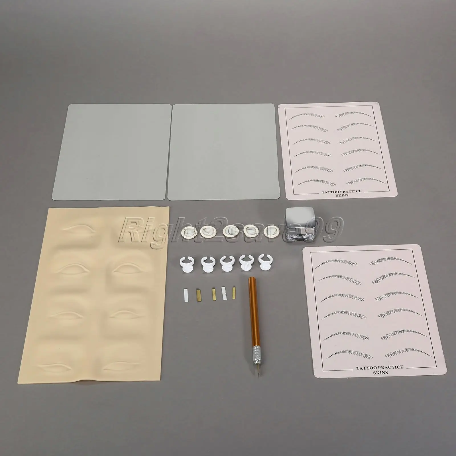 

Manual Pen Kits Permanent Makeup Eyebrow 12pin 14pin 18pin Blades Needle Practice Skin Black Coffee Ink Inkring Finger Gloves