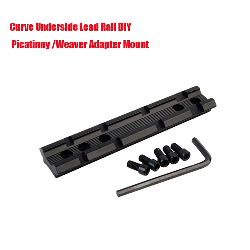 Tactical-Hunting-Curve-Underside-Lead Rail-DIY-RifleScope Picatinny-Weaver-Adapter-Mount-Base-100mm-with-Screws RL1-0013