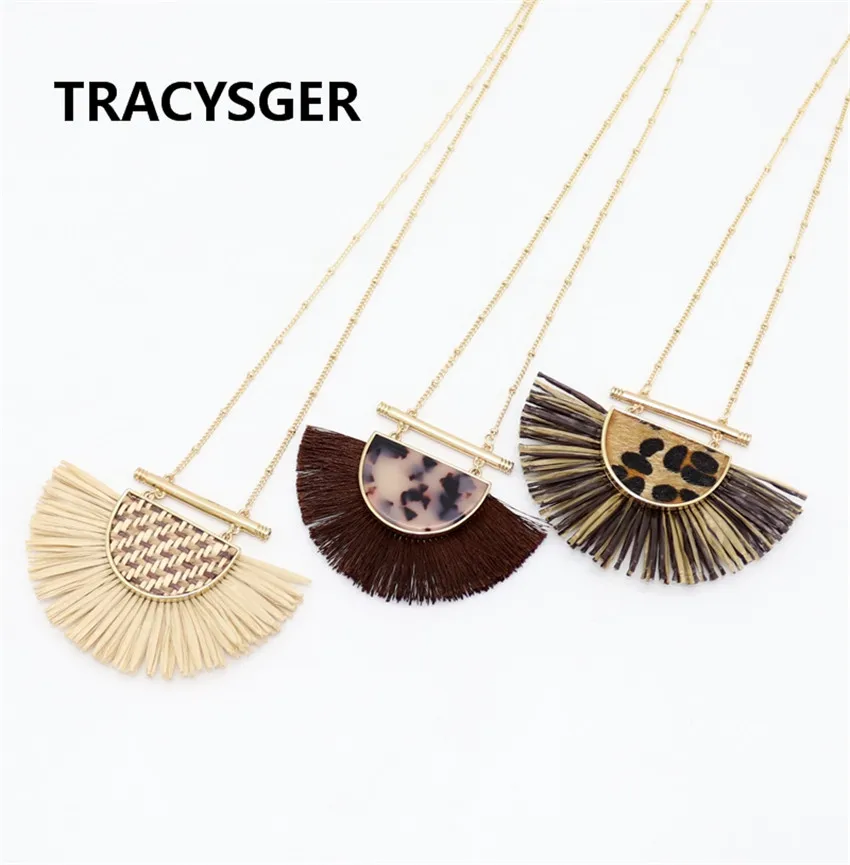 AE-N83469/TRACYSGER/леопардовый принт соломенная инкрустированная полукруглая длинная
