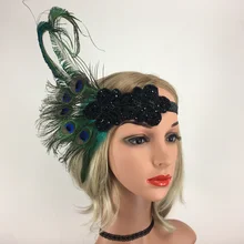 Для женщин Винтаж 1920s головные уборы с перьями чародей коктейльное свадебное платье в стиле ретро аксессуары дизайна волос для фон для фотосъемки вечер Коктейльные Вечерние