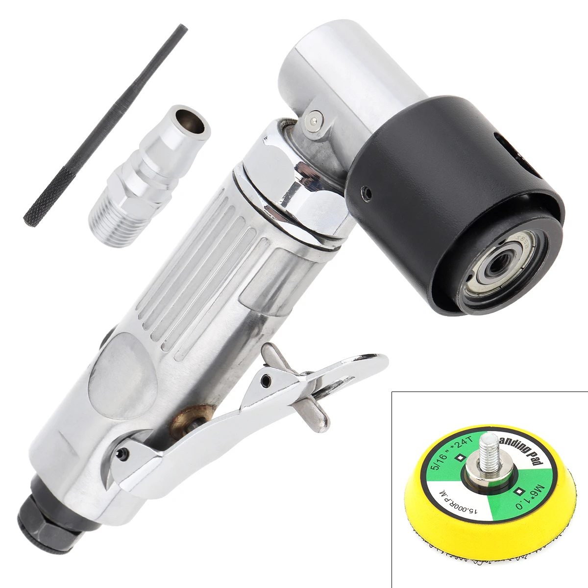 

2 Inch 15000rpm Handheld Eccentric Pneumatic Right Angle Sander with Inlet Connector and Sanding Pad for Polishing / Grinding