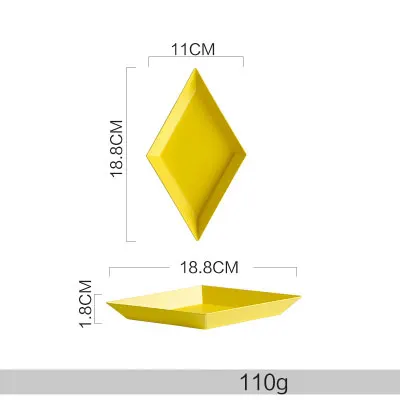 Обеденные тарелки 304 из нержавеющей стали пигментированные 8 дюймов Европейский Стиль Твердые геометрические острые тарелки креативные металлические фрукты неправильное блюдо - Цвет: XS yellow