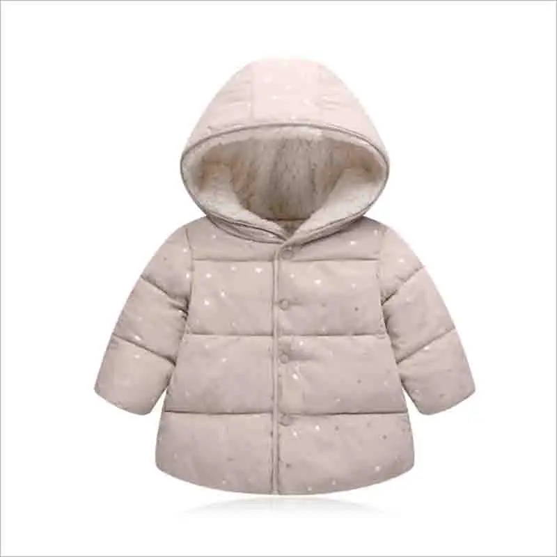 BibiCola/зимняя куртка для девочек Новинка года, детское зимнее пальто с капюшоном для девочек ветрозащитная детская пуховая хлопковая теплая куртка с длинными рукавами - Цвет: Серый