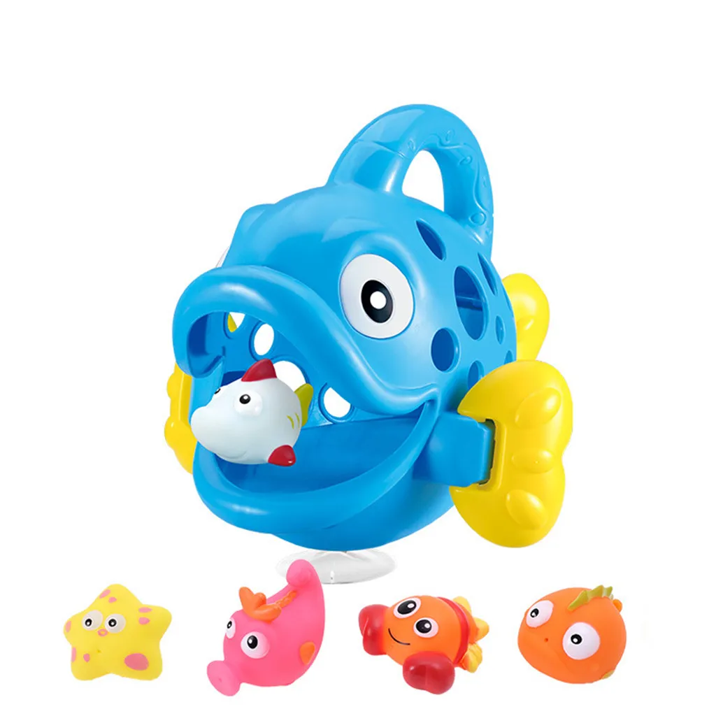 Bubles стены едят рыбка игрушка для ванной для маленьких детей Ванная комната Ванна забавная рыба Ласточка душ Распыление воды игрушечные наборы