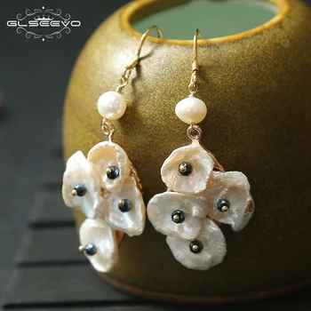 

XlentAg Original Designer Natural Baroque Fresh Water White Pearl Dangle Earrings Women Bijoux Luxury Chandelier Earrings GE0459