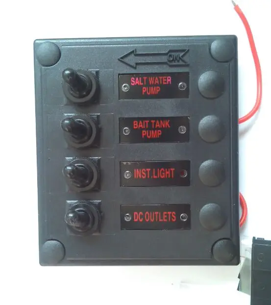 

Marine Boat Yacht Waterproof Black 4-Gang LED backlight Switch Panel With Fuses