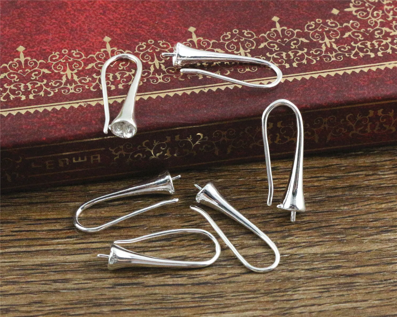 6pcs ( 3pair) 26x8mm Bright Silver Plated Ear Hooks Earring Wires for