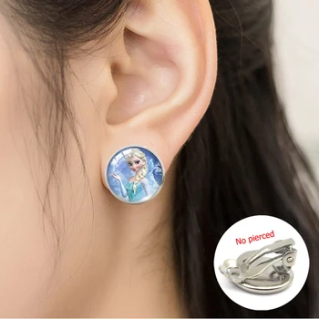

HZSHINLING Hot Sale and Girls Trendy Cartoon Glass Cabochon No Pierced Earring Clip Best Gifts for Girls