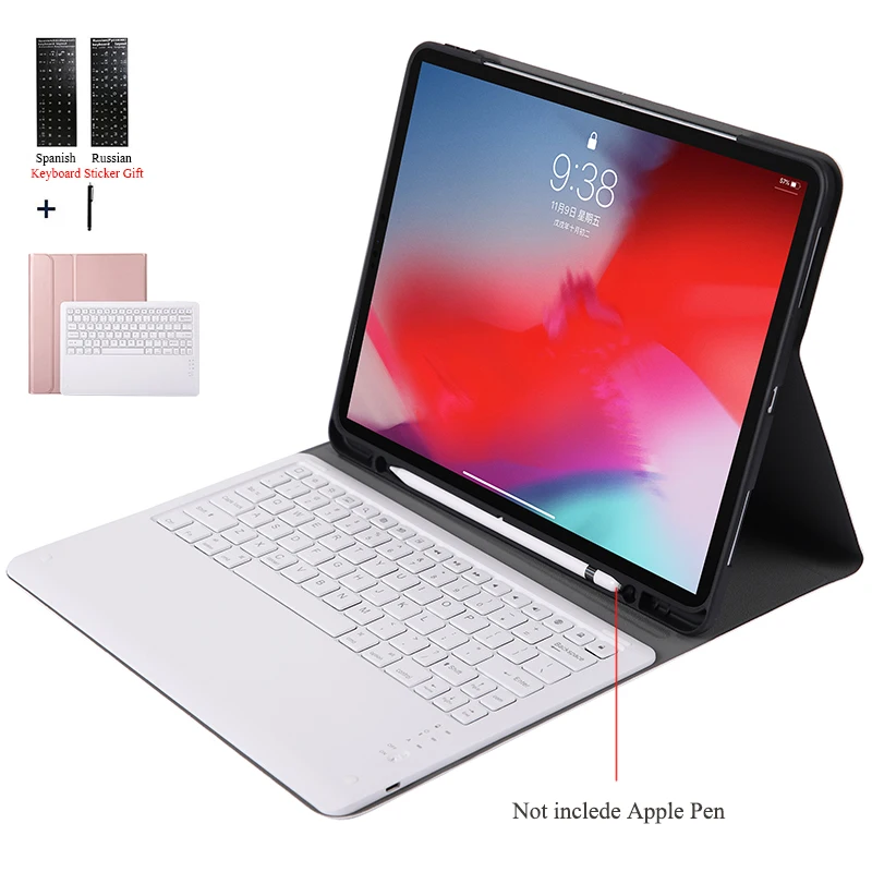 Отделяемая клавиатура чехол для iPad Pro 12 9 2018 WiFi Bluetooth ультра тонкий кожаный '񟭒 +
