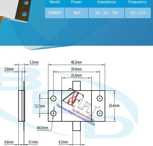 РЧ-резисторы RM800-50 800 ватт 50 Ом DC-0.5 ГГц \ RM800 800 Вт Резистор фиктивной нагрузки двойной контактный 1 шт./лот