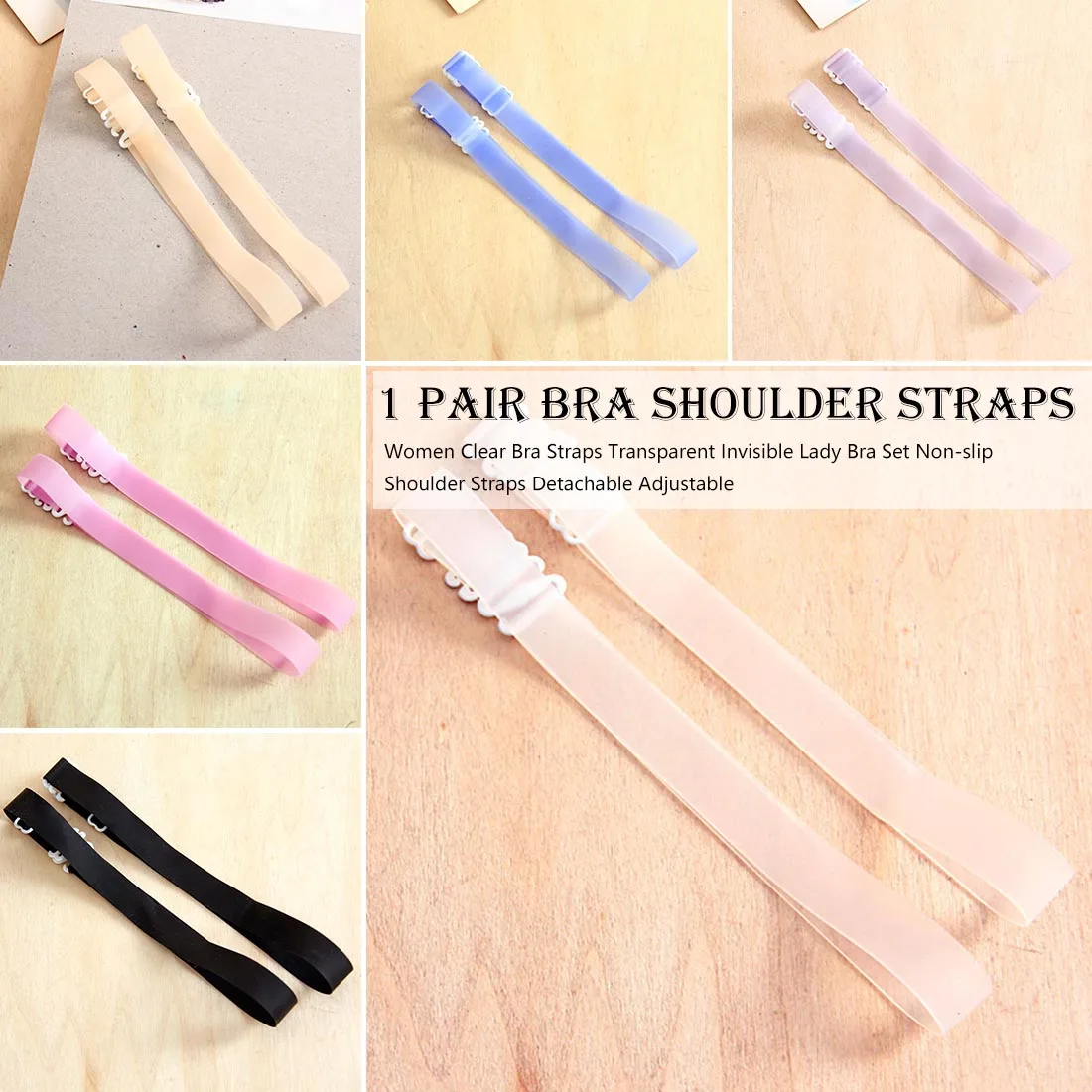 

Wide Backless Clear Bra Straps Non Slip Transparent Bra Strap Adjustable Bra Extender Accessories Multicolor