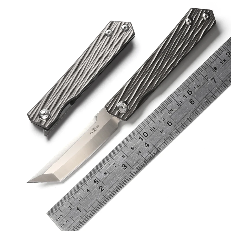 

TWO SUN TS33 D2 blade ball brearing folding knife titanium tactical camping hunting Pocket knives outdoor gear Survival EDC Tool