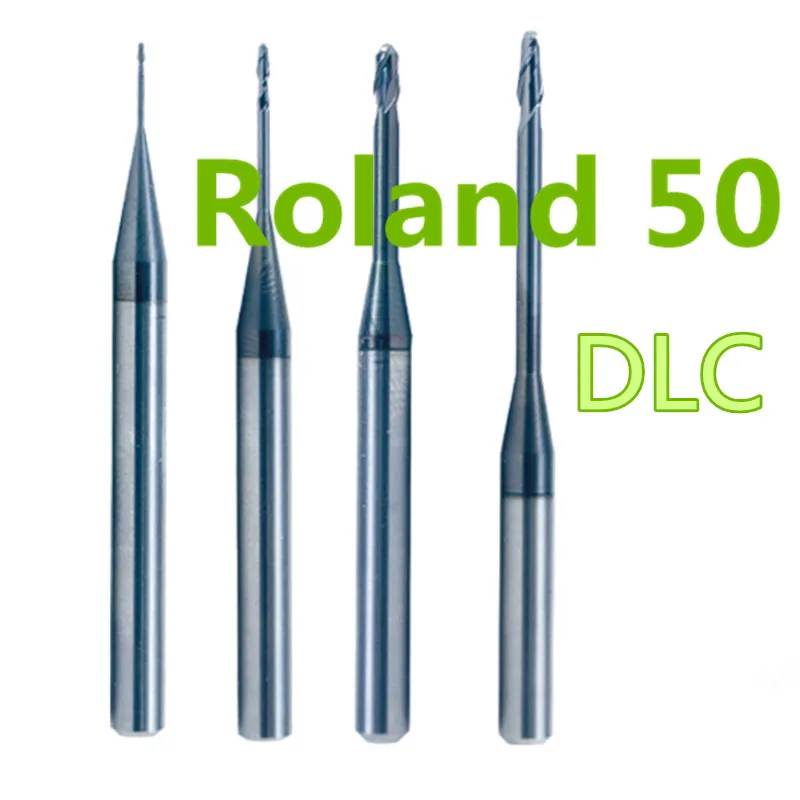 5 개/몫 치과 실험실 지르코니아 롤랜드 50 카바이드 밀링 버 기계 0.6/1.0/2.0mm 길이 50mm DLC 지르코니아 ...