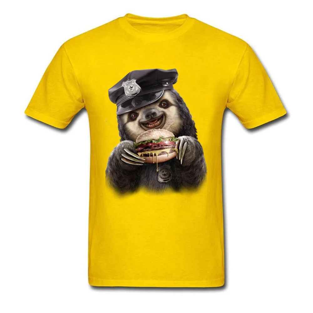 BURGER COP Summer/Autumn All Cotton O-Neck Tees Short Sleeve Crazy Tee-Shirt Funny Summer T-shirts Drop Shipping BURGER COP yellow