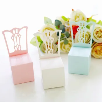 

108 x Pure Color Chair Shape Candy Box Favor Gift Box Wedding Candy Boxes With Bonbonniere Event Party Supplies