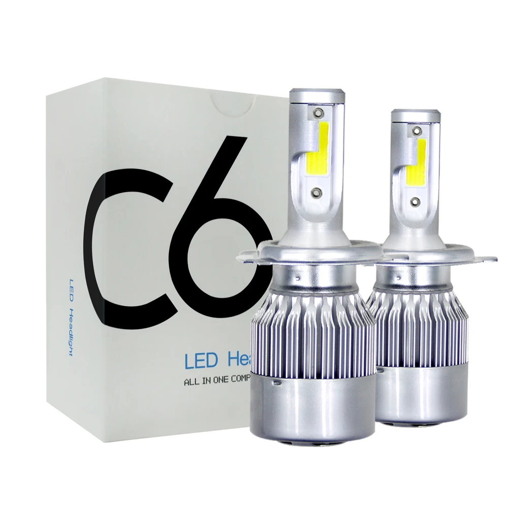 

72W COB LED H7 H1 H4 H3 H11 H8 9005 9006 C6 Headlight Bulbs 36W Headlamp Light DC9-32V C6 Car HeadLight 6000K Auto Led lamp