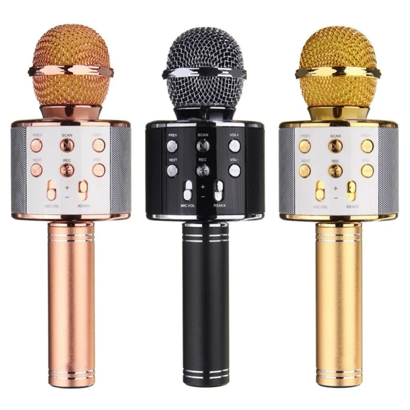 

Wireless Bluetooth WS858 Microphone Karaoke Microphone Condenser Magic Microphone KTV Singing Speaker Player Mic for Phone PC