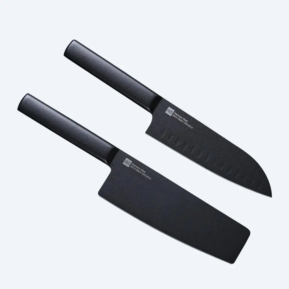 

Original Xiaomi Mijia Huohou Cool Black Kitchen Non-stick Knife Stainless Steel Knife Set 307mm Slicing Knife +298mm Chef Knife
