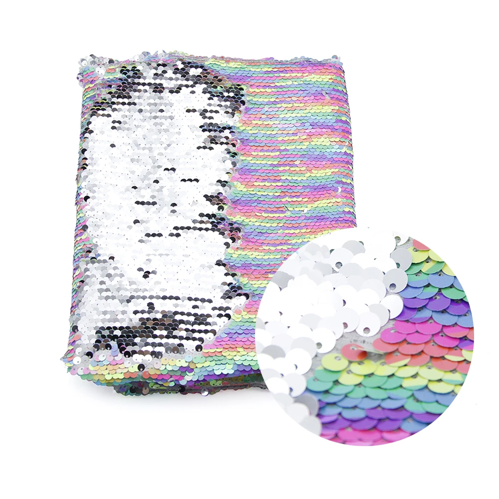 

New 50*140cm Rainbow Reversible Fish Scale Sequin Fabric Patchwork for Sewing Dress Cloth Making Puppet DIY,c6278