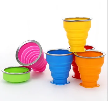 

1PC silicone folding cup creative telescopic clean portable folding kitchen outdoor barbecue camping travel mug outdoor supplies