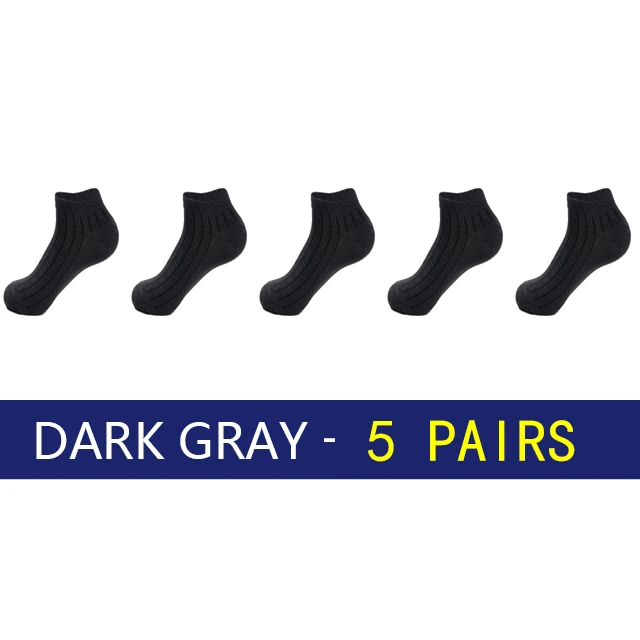 Высококачественные повседневные мужские Дышащие носки для мужчин, хлопковые брендовые носки для кроссовок, быстросохнущие черные короткие носки, 5, 10 пар, большой размер - Цвет: 5 pair