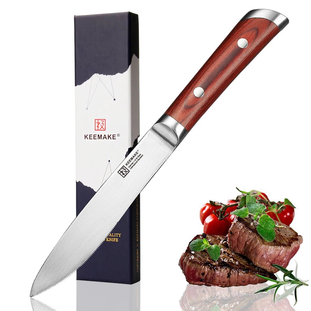 SUNNECKO 5.5&quot Steak Knife German 1.4116 Steel Sharp Blade Chef Kitchen Knives Color Wood Handle Meat Cutter Dinner | Дом и сад