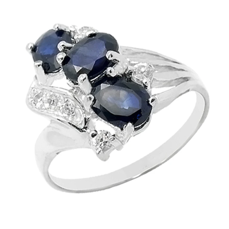 Anillos Qi Xuan_Dark Blue Stone Luxury Rings_Fashion Ring_S925 Solid