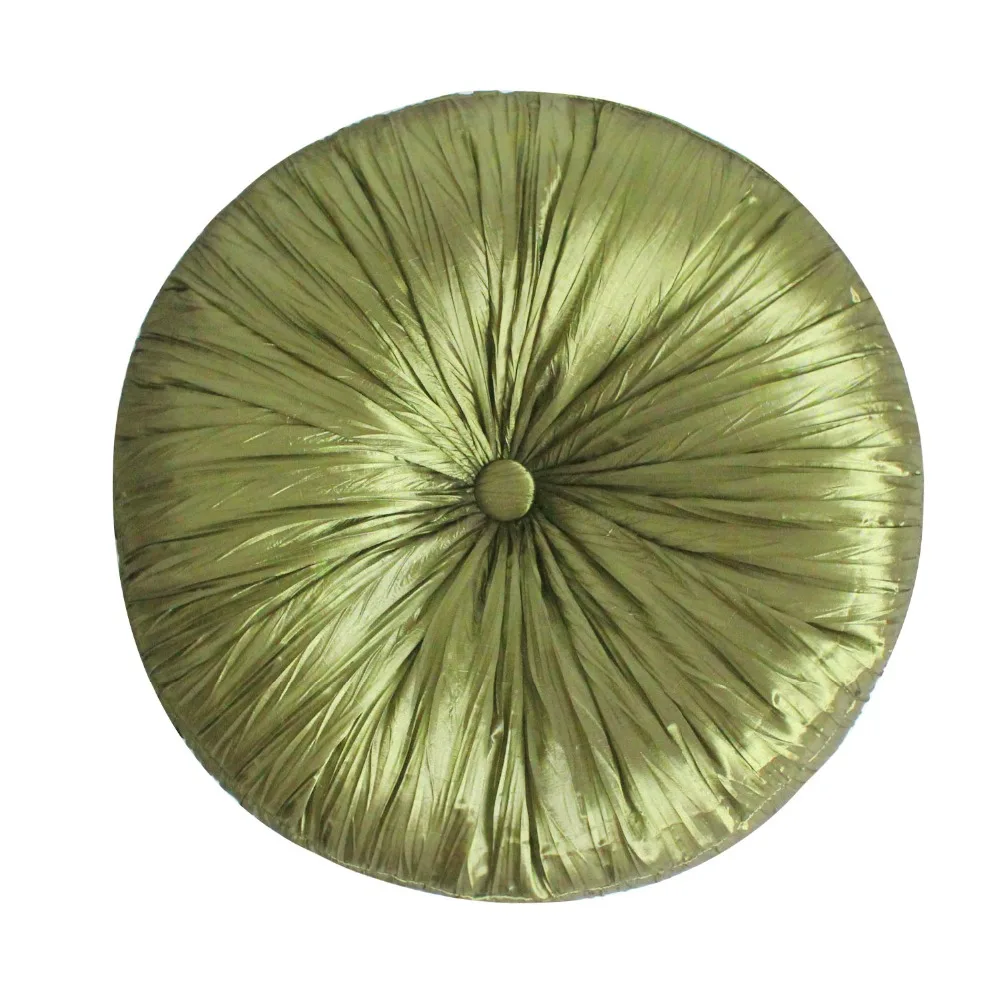 Free shipping! Faux Silk Round Cushion 16" Dia With 100 Polyester Filling Greencushion