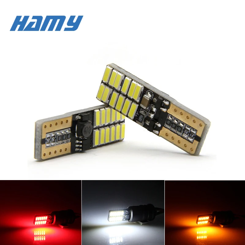

2x T10 W5W LED Canbus for Car Bulbs Interior Light Wedge Side Turn Signal Lamp 12V 5W5 LED Free Error White 4500K 192 168 24SMD