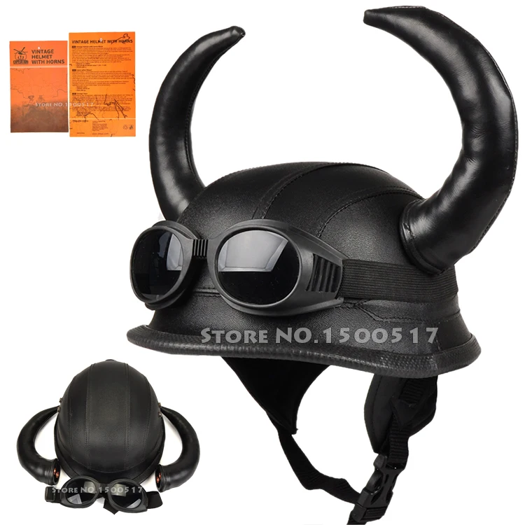 Vikings Vintage Harley Motorcycle Helmet Moto Retro Capacete Half Casco