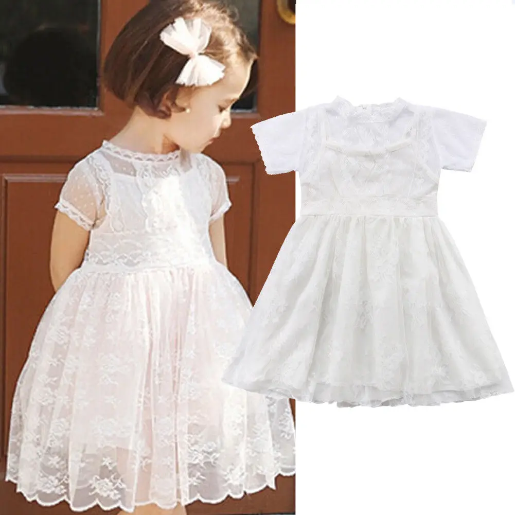 Little Girls Lace Flower Dress Babies Floral Mesh Princess Dresses Baby