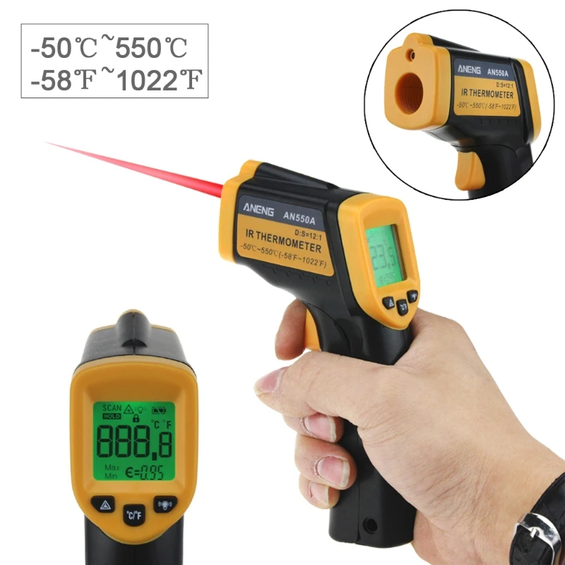 

ANENG Digital Infrared Non-Contact IR Thermometer -50~550 degree Laser Temperature Gun