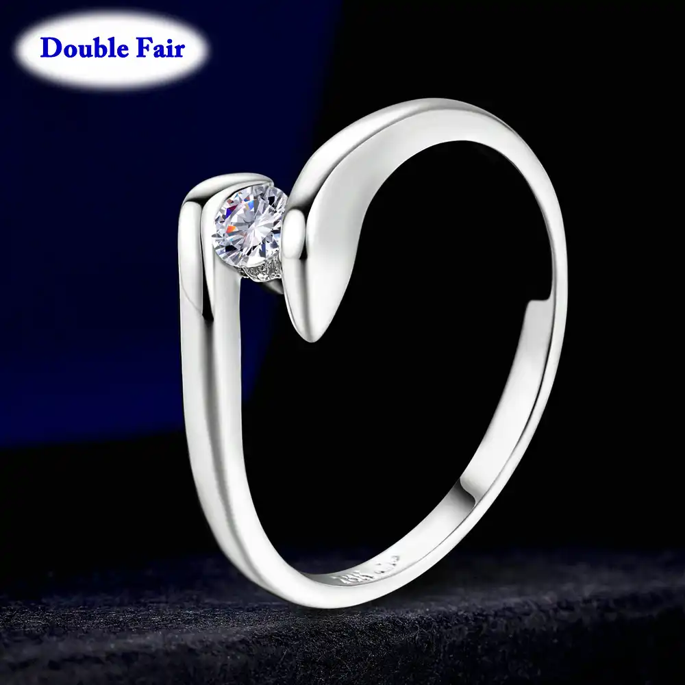 Aaa Cubic Zirconia Engagement Wedding Ring Rose Gold Color Silver