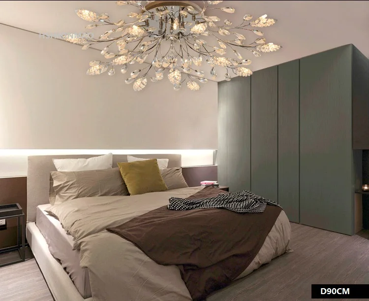 Европейском стиле круглый кристалл лампы гостиной фары современный минималистский золото и серебро LED Ресторан потолочный светильник