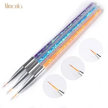 3 pcs Nail Art Linha de Pintura Caneta Strass Lantejoulas Alça Prego Carving Pen Brushes Gel UV Decoração Manicure Ferramentas