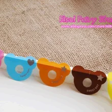 200 шт смешанный цвет прекрасный галстук для животных для упаковки подарков, целлофановый мешок клип красочный Медведь ПВХ прозрачный галстук оберточный галстук