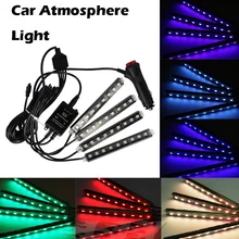 4x9led автомобиля лампа Атмосфера свет Подсветка салона и музыка дистанционного Управление DC12V