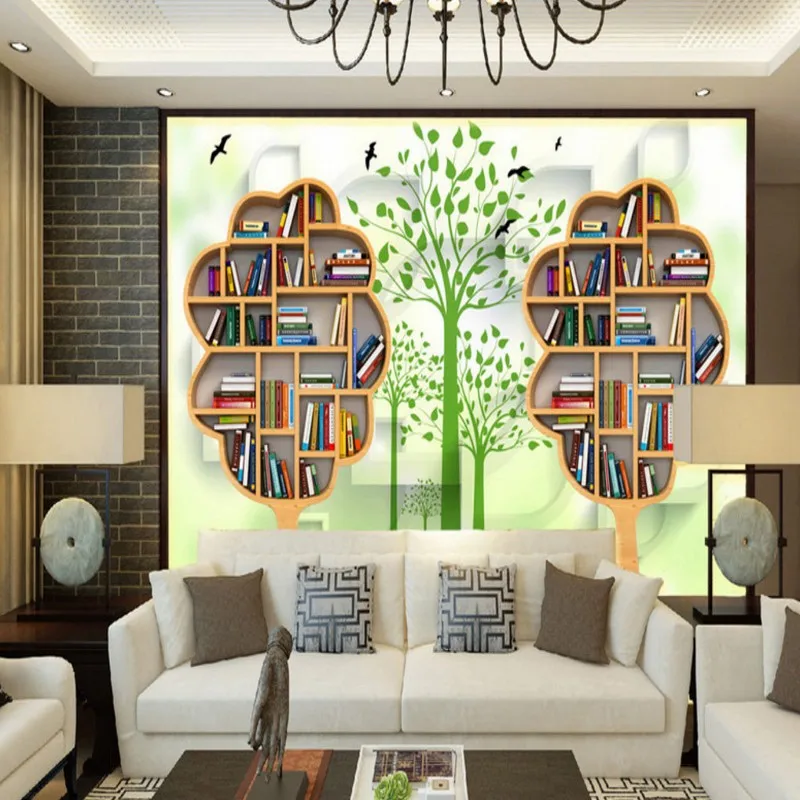 خلفيات 3d الإبداعية خزانة وودز غرفة المعيشة التلفزيون خلفية جدارية فندق غرفة نوم دراسة خلفيات