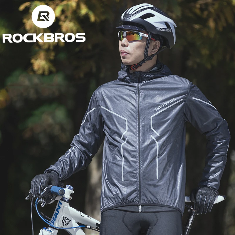 

ROCKBROS Reflective Windproof Men Cycling Jersey Mtb Bicycle Bike Windcoat Breathable Compressed Light Motocross Jersey Jacket