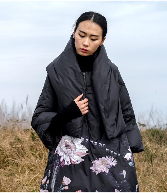 Kurtki zimowe kobiety 90% biała kaczka w dół Drukuj kolorowe Parkas z kapturem płaszcze długi dół ciepłe casual Snow Outwear -