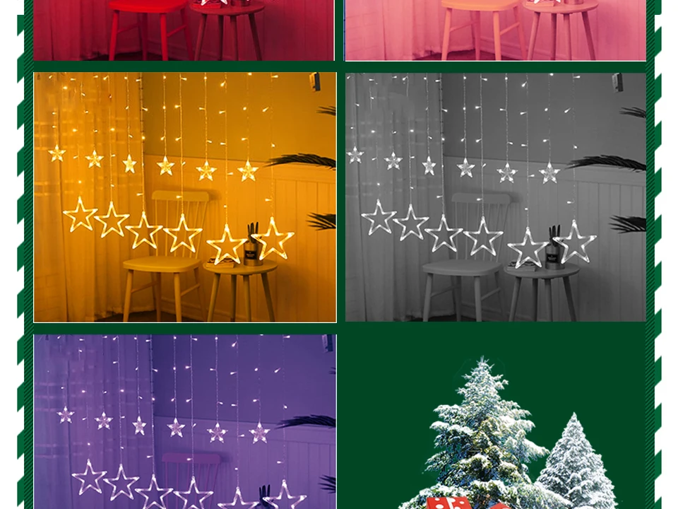 Star Light светодиодный строка елочные украшения Праздничные шторы свет Батарея мерцание светильники, декор дома аксессуары