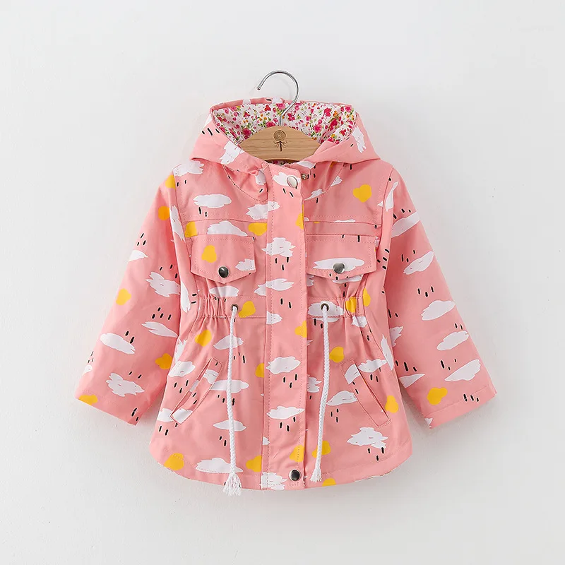 

Girl coat new fashion spring and autumn girls printed zipper cardigan windbreaker jacket girl coat
