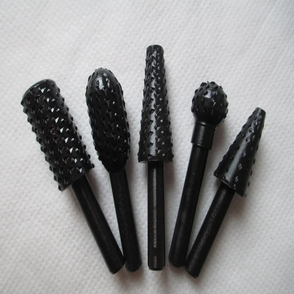 5Pcs HSS Black Wood Drills Rotary File Dremel Tool Mini Drill Bit Set Cutting Tools For Woodworking Knife Wood Carving Tool