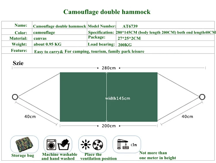Acampamento ao ar Livre Camuflagem Dupla Rede Durável Pendurado Cama Dobrável Duas Pessoas Caminhadas Viajar Lazer 6 durável pendurado cama dobrável duas pessoas caminhadas viajar lazer rede